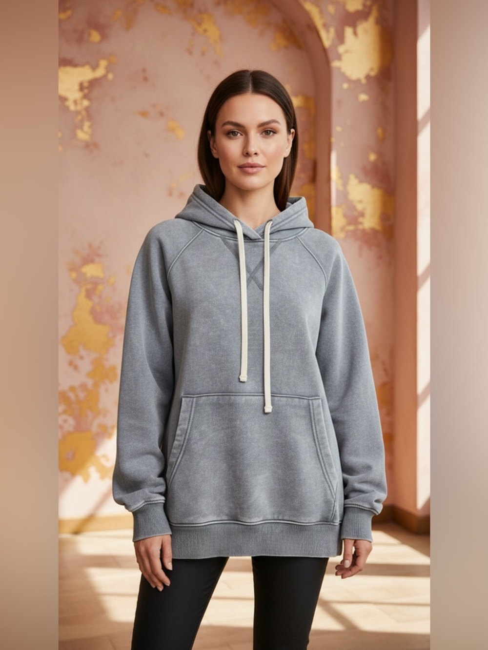 Zenana Mineral Stone Washed Super Soft Oversized Hoodie with Kangaroo Pocket